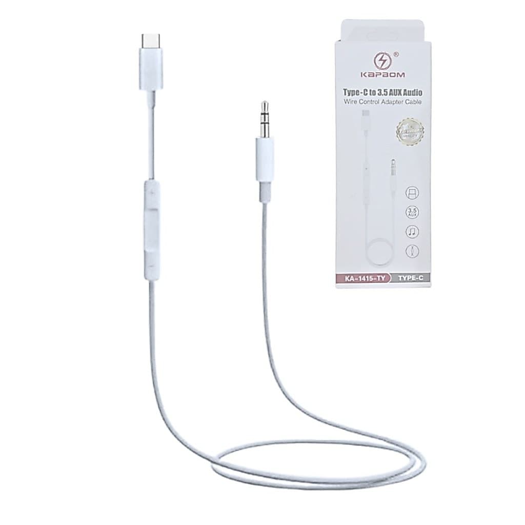 Cabo Auxiliar Tipo-C P2 3.5mm AUX Audio de 1 Metro Kapbom KA