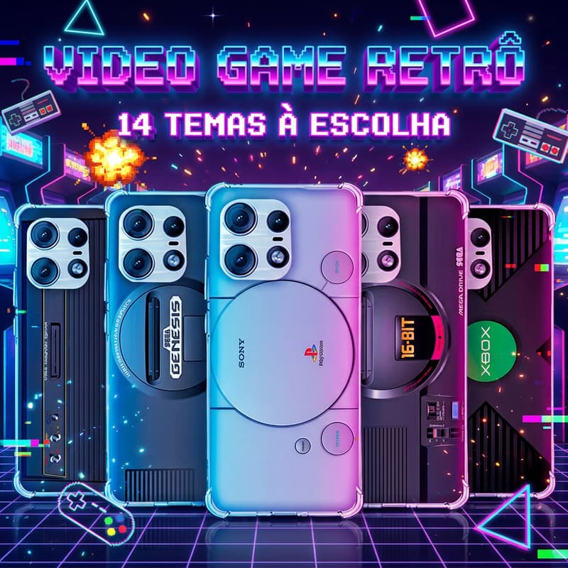Capa Capinha MOTO EDGE 60 PRO 50 ULTRA NEO FUSION 40 30 20 LITE G86 Anti-impacto Personalizada tema retro VIDEO GAME