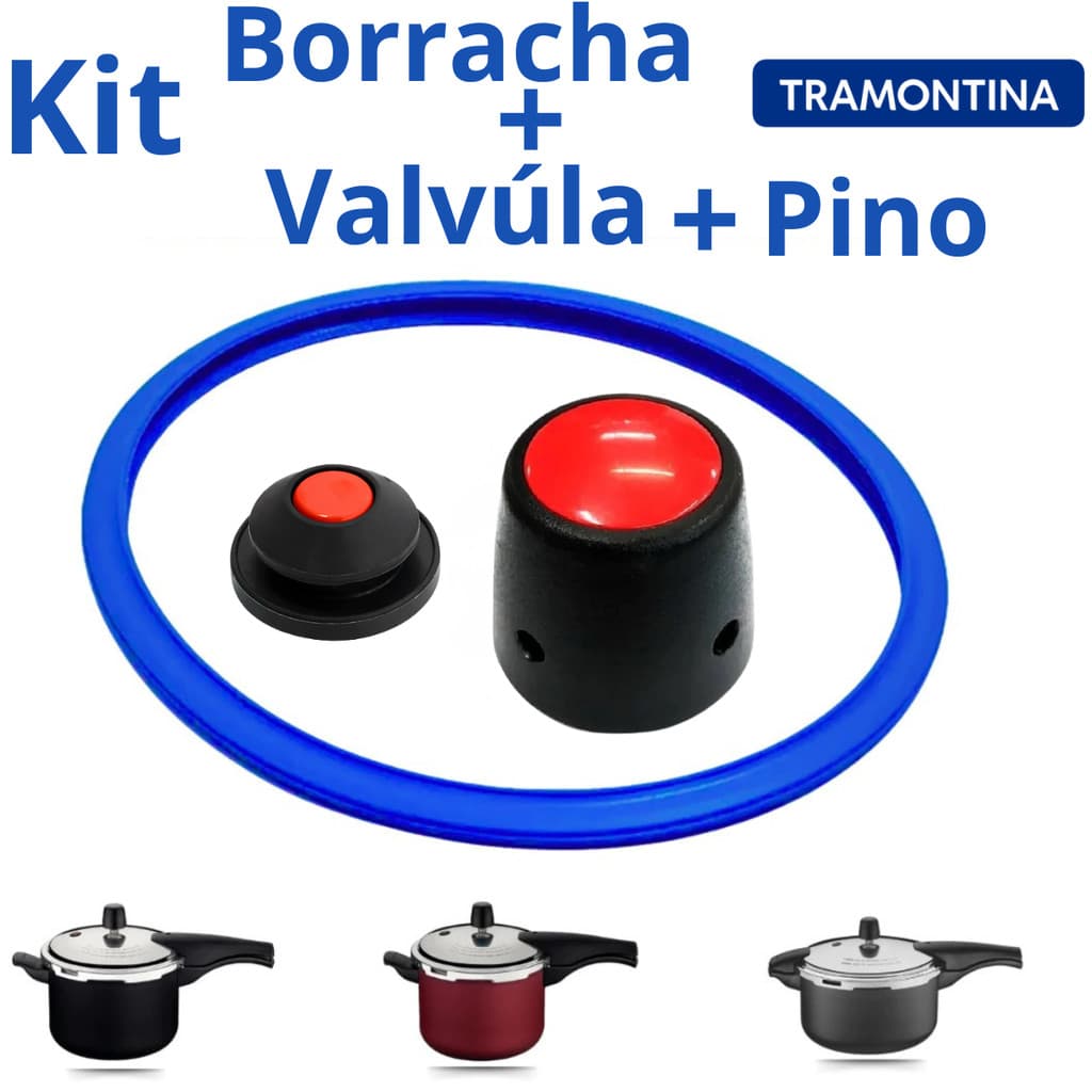 Kit Tramontina Borracha Vedação + Valvula e PesoPanela de Pressão Vancouver/Valencia 4,5e 6 Lts