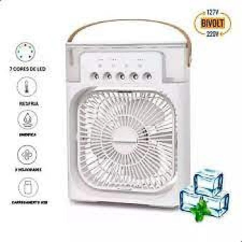 Mini Ar Condicionado Portátil com Ventilador, Refrigeração, Umidificador e Climatizador USB