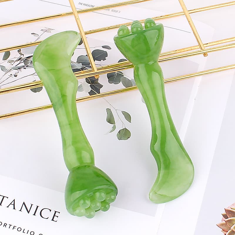 Ferramenta de massagem em forma de lótus com cinco pontas, pente para raspagem de meridianos do couro cabeludo e facial,