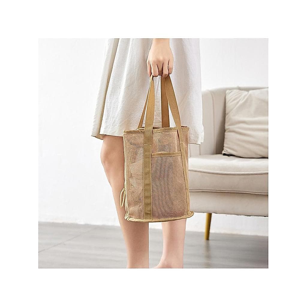 Estilo coreano malha portátil cordão saco de lazer viagem organizar saco de armazenamento natação maquiagem saco de higi