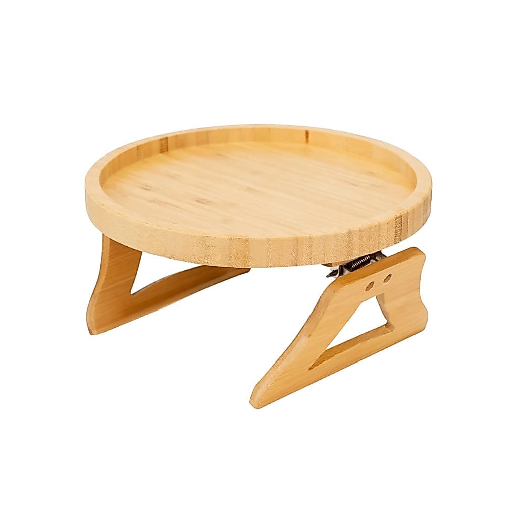 2 BANDEJAS BRACO SOFA BAMBU REDONDO PORTA COPOS DOBRAVEL