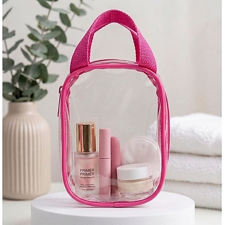 kit 10 necessaire mini tipo cristal com alça lateral maquiagem/lembrancinha