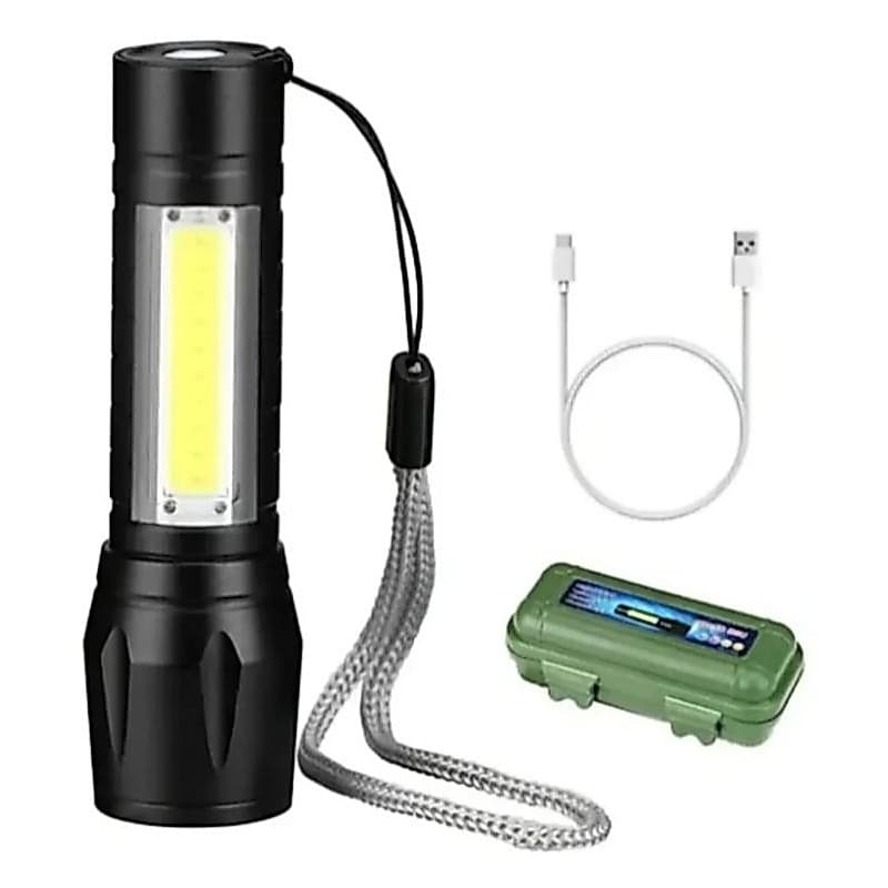 Lanterna Tática Midfour Lanterna Pequena Profissional Preto Com LED USB Recarregável