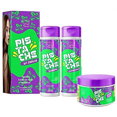 Kit Capilar Pistache Soul Cosméticos Shampoo Condicionador Máscara Hidratação Nutrição Reconstrução