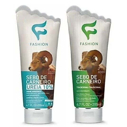 Kit Creme Sebo de Carneiro 10% Ureia + Sebo de Carneiro Tradicional Hidratante Fashion Cosméticos - 200 ml cada