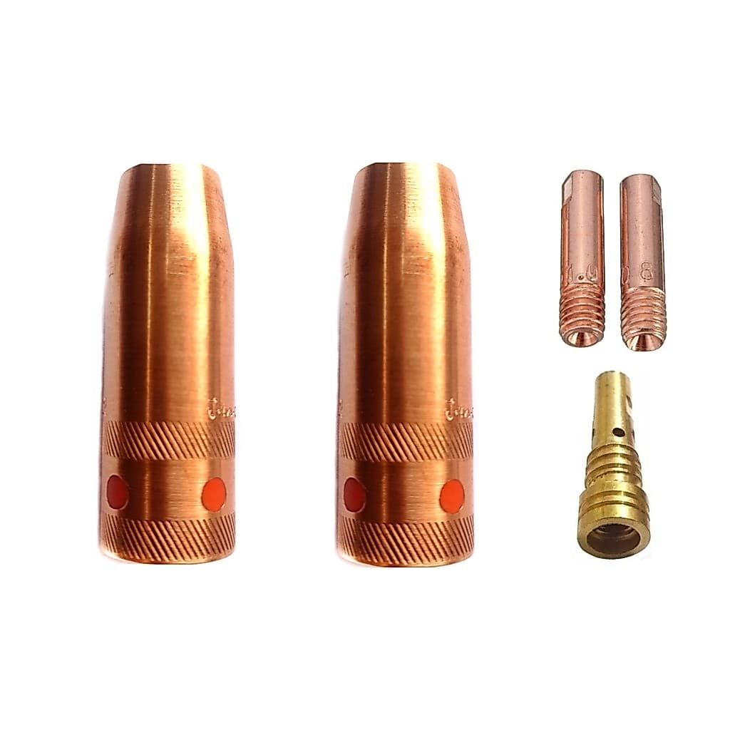 Kit Tocha Solda Mig 0.8mm Bocal Bico Difusor C/ Rosca - 5 Pçs