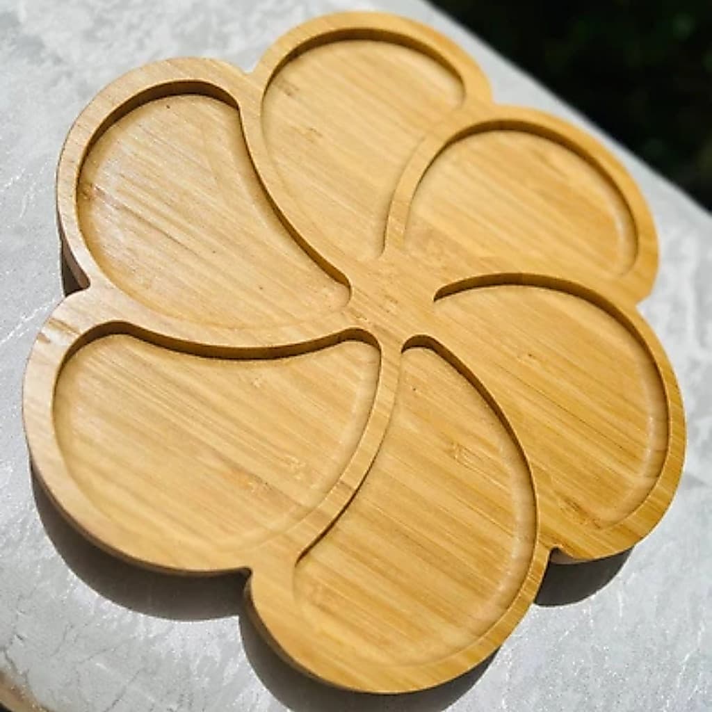 Petisqueira Tipo Bambu MDF FLOR 30x28cm 6 DIVISÓRIAS para Frios Churrasco Amendoim Gamela