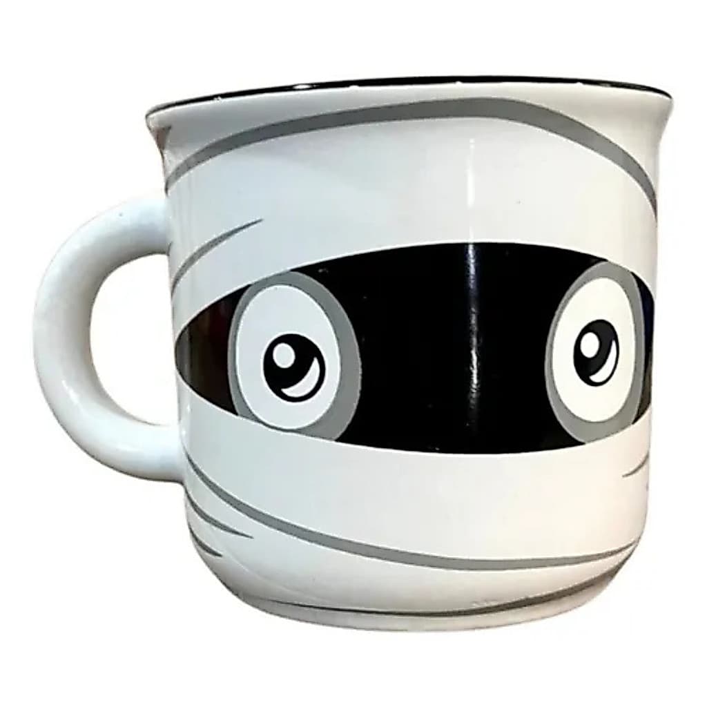 Caneca Retrô 340ML Hallowen Branco / Preto - Mummy Of