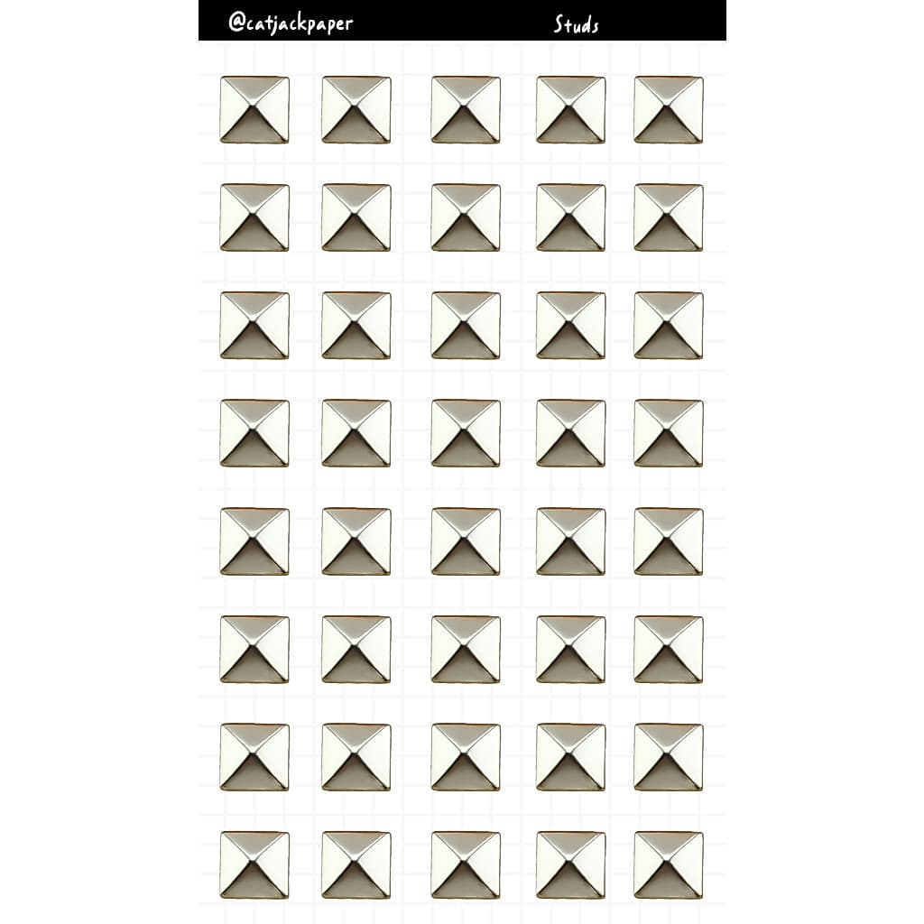 Adesivos Tachinhas Metálicas para Bullet Journal, Cadernos, Diários - Cartela com 40 adesivos