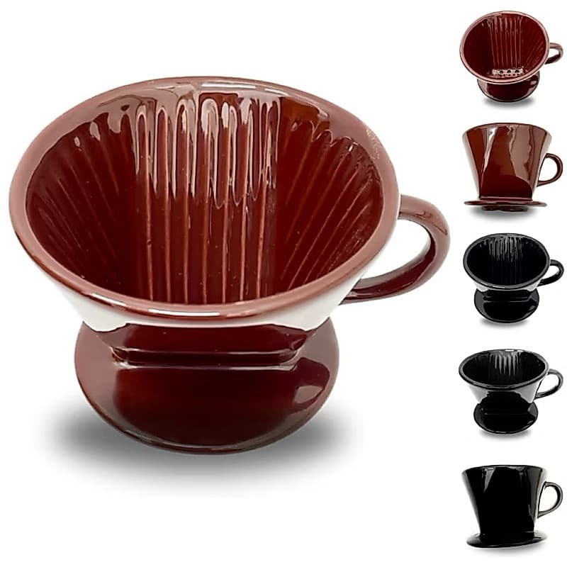 Coador de Café de Cerâmica Preto Marrom Filtro de Café Mesa Posta