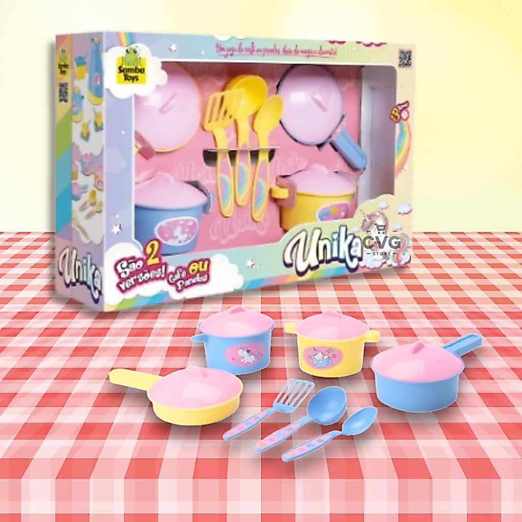 Brinquedo Infantil Jogo de Cozinha Panelinhas Unicórnio Unika 7 Peças - Samba Toys