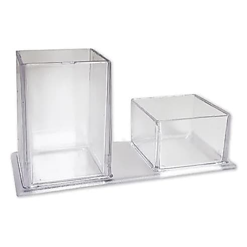 Porta Canetas e Clipes Porta Duplo Treco Acrílico Transparente ou Preto Novacril