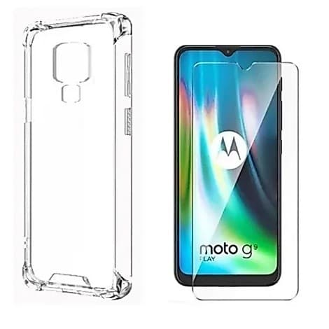 Kit Capa Anti-Impacto + Película 3D/9D P/ Moto G9 Play