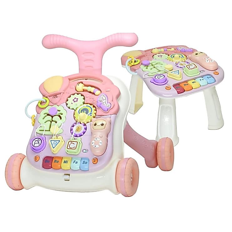 Andador Infantil Didatico Brinquedo Educativo Musical Para Bebe Rosa Menina Primeiros Passos