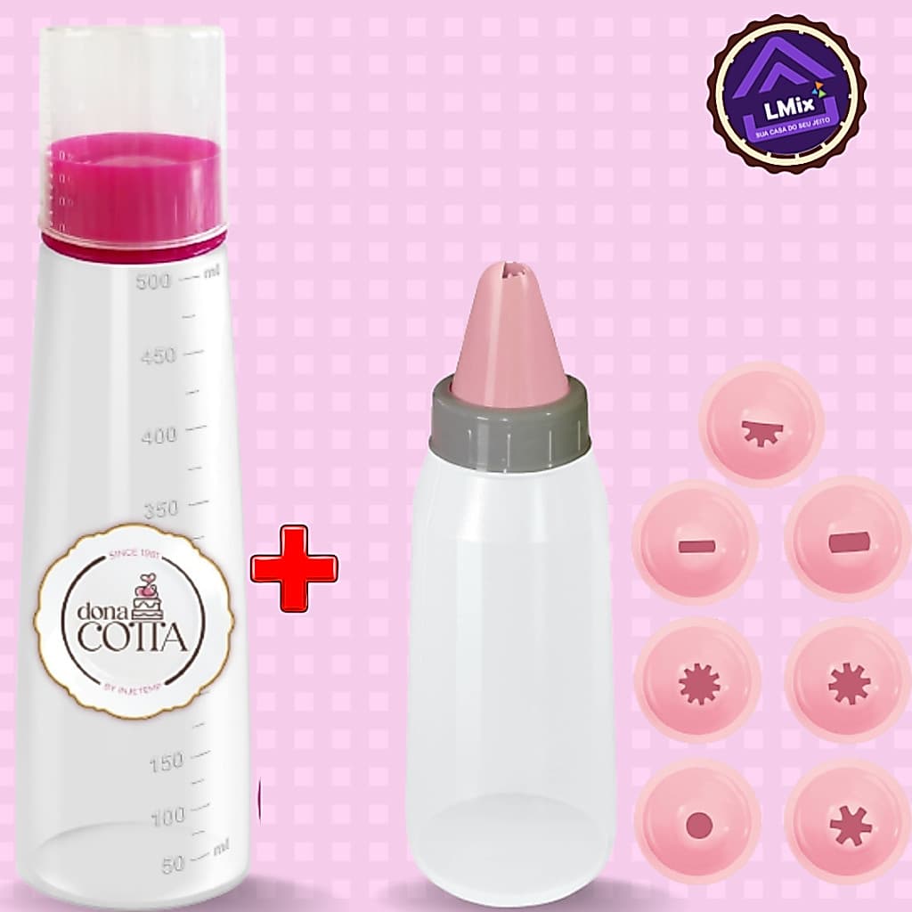 Kit Confeiteiro Bisnaga Regador de Massas + 8 Bico Decorador
