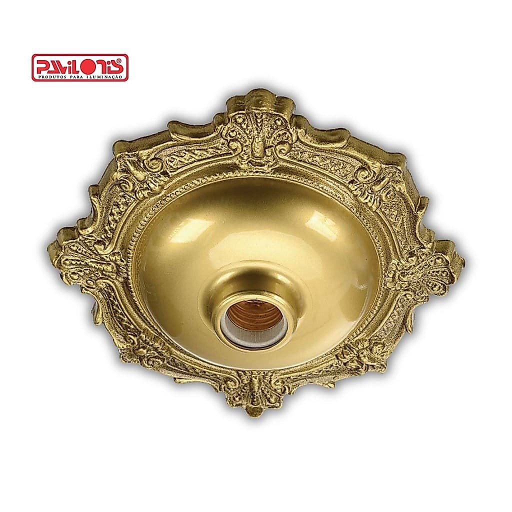 Plafonier BVC Bronze Soquete em Porcelana Pavilonis