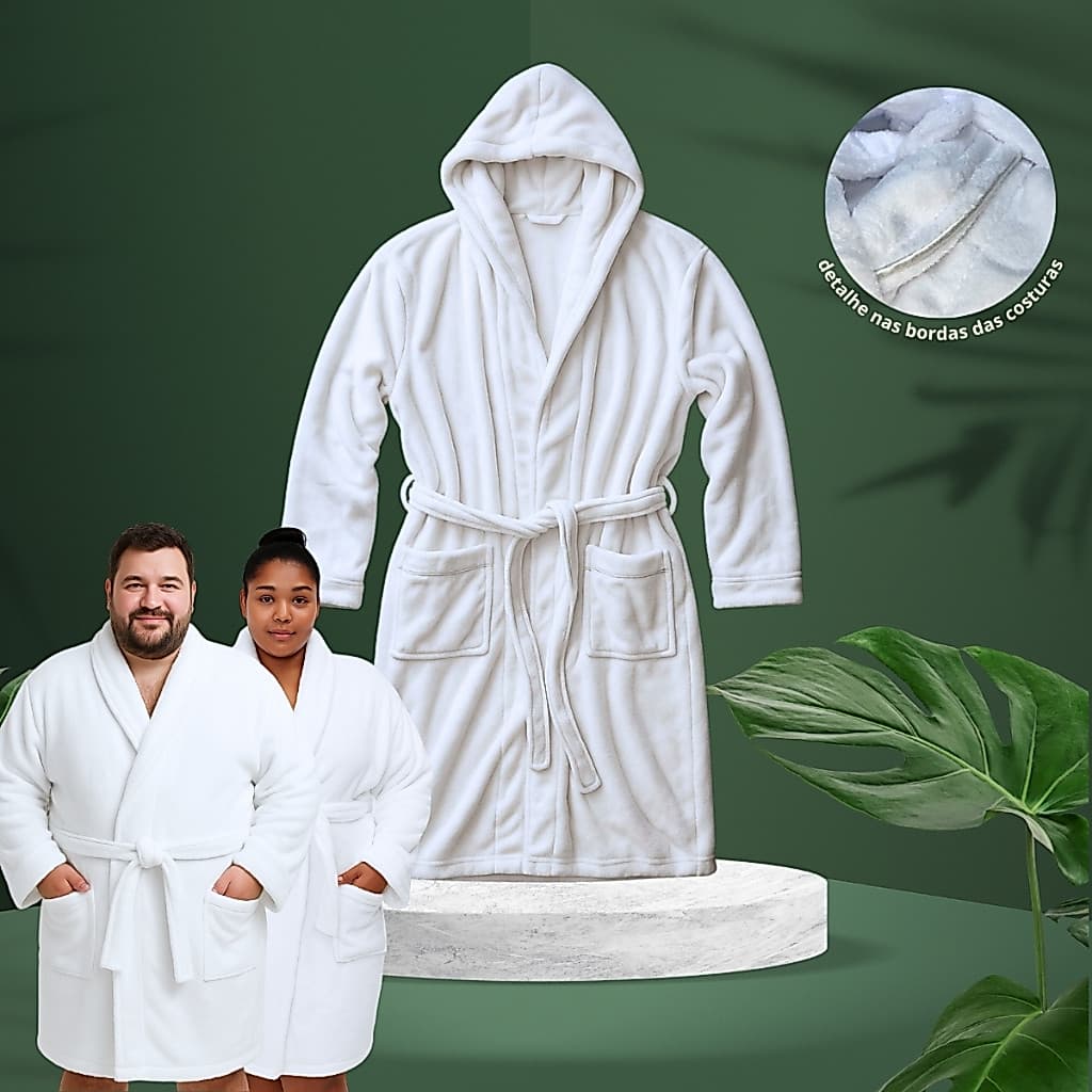 Roupão Unisex Plus Size 100% Microfibra C/ Bolso Adulto Camesa Frio Inverno Quentinho Linha Confort