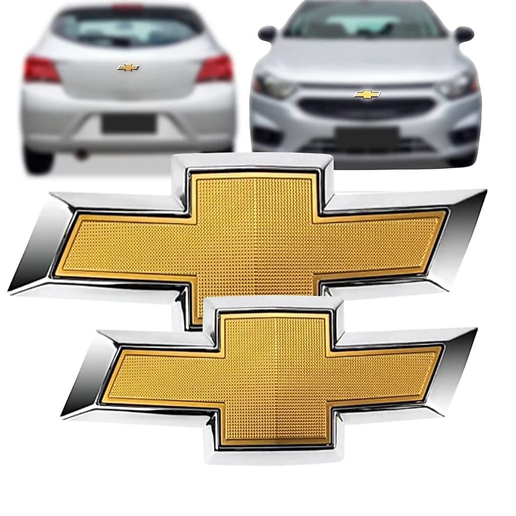 EMBLEMA ONIX PRISMA 2012 A 2016 GRAVATA GRADE PORTA MALA DIANTEIRO TRASEIRO CHEVROLET GM DOURADO