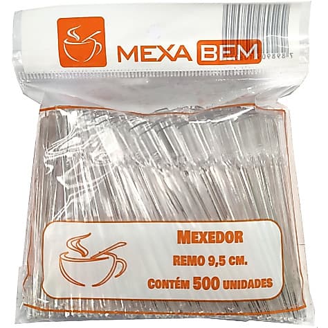 Mexedor Cristal 9,5cm Remo Café Chá Mexa Bem Pacote 500 unidades