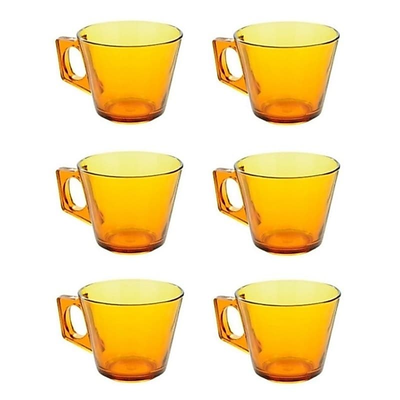 Conjunto de Xícaras de Vidro Ambar Elegance Kit 6 Peças