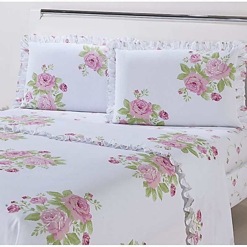 Jogo De Cama Casal 4 Peças Poliéster Estampado