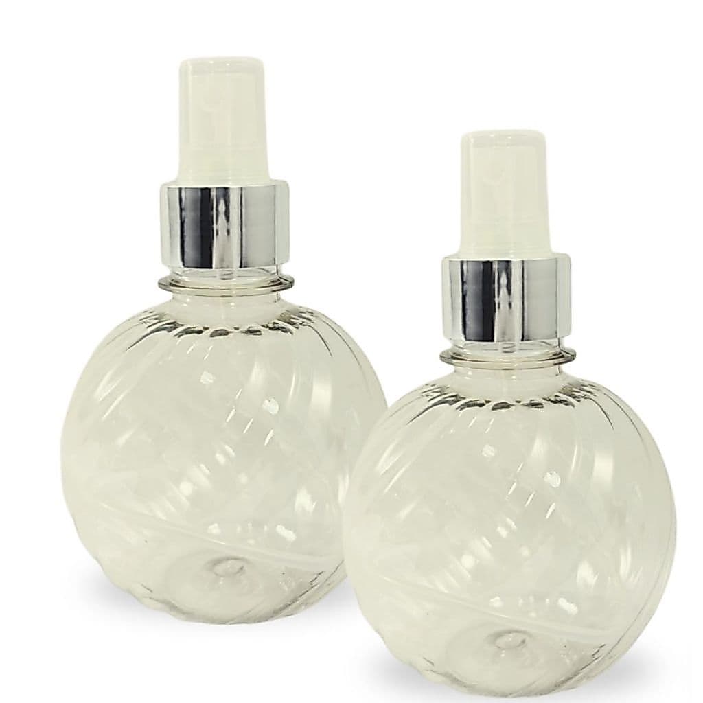 🧴 Garrafa Bolinha PET Spray Redonda Transparente 250ml com Válvula Prata Para Aromatizante Perfume