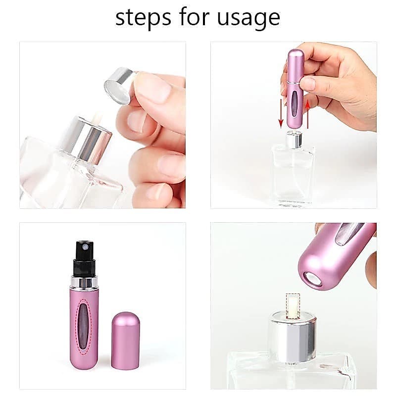 Kit 5 Peças Porta Perfume Recarregavel Portatil Spray 5ml