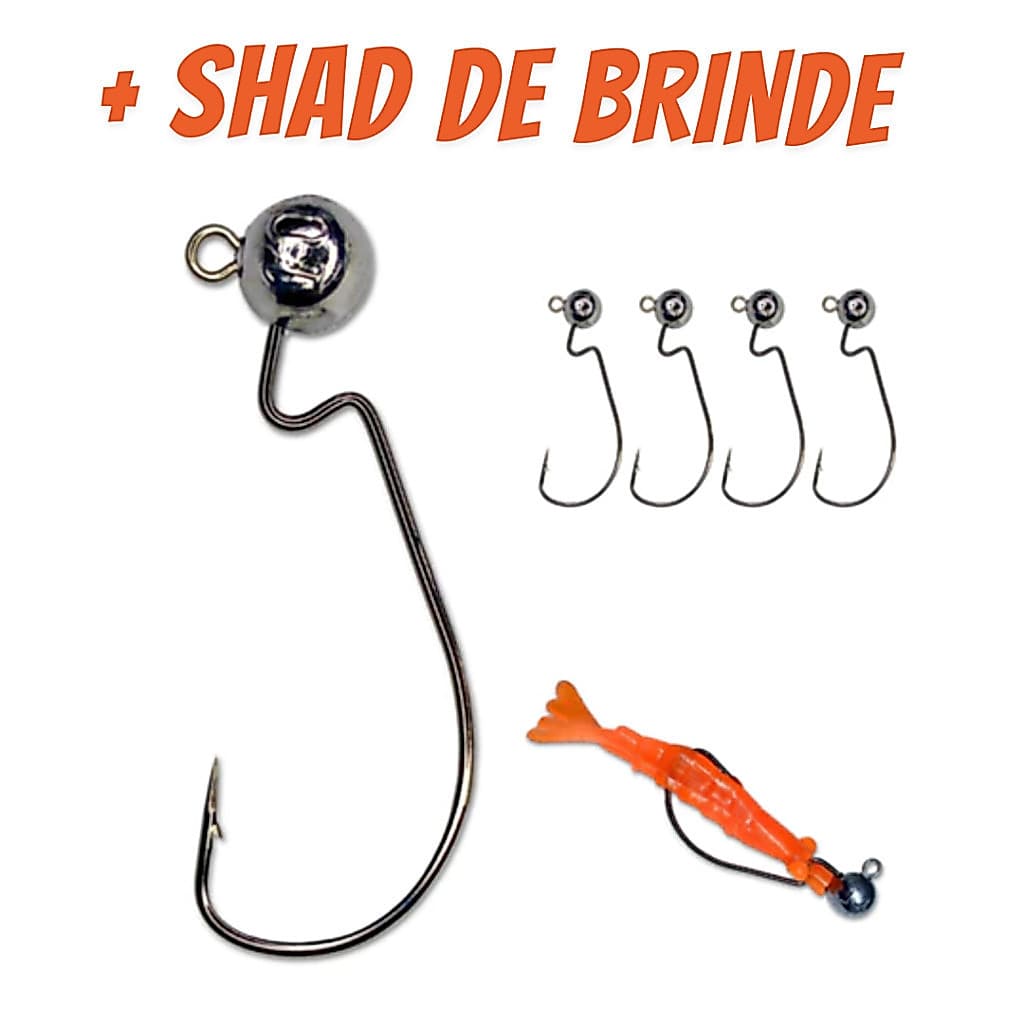 Anzol Jig Head Offset Pesca Super Resistente Isca Artificial Soft Camarão Robalo Tucunaré
