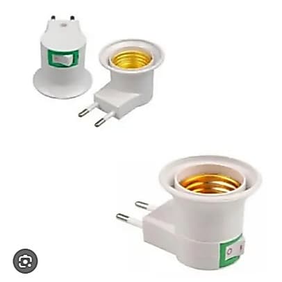 kit 2 Adaptador Tomada Soquete E27 P/ Lâmpada Bivolt Chave Desliga
