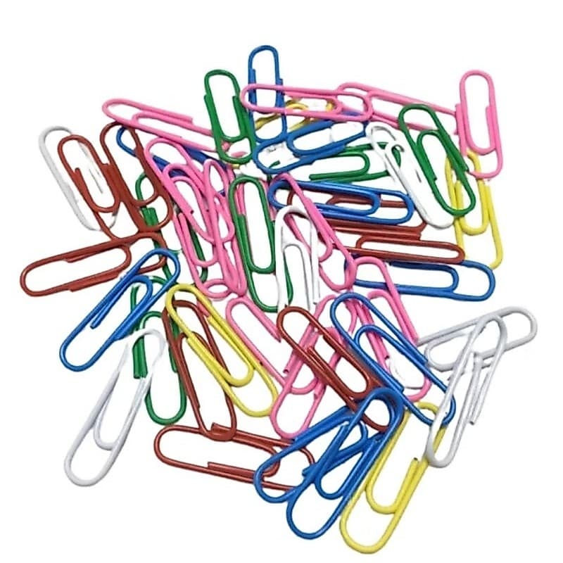 Kit com 2 Caixas com 80 Unidades de Clips Metal Colorido 28mm Clipes Prendedor Papel