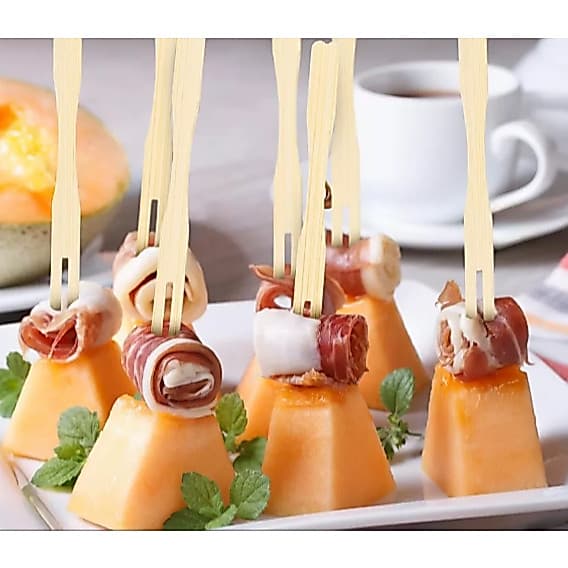 Garfinhos de Bambu para Petiscos 8,5cm Tellus Vabene Pacote 50 Unidades
