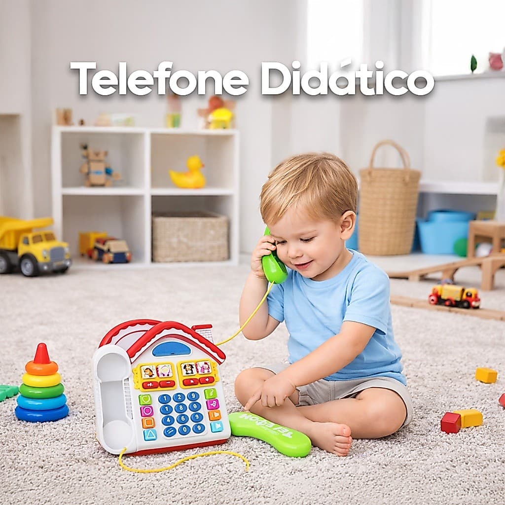Telefone De Brinquedo Com Som E Luzes Didático Educativo Infantil para Bebê