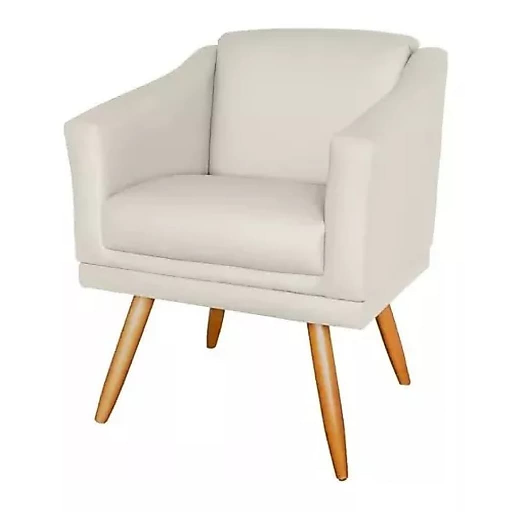 Poltrona Corino Bege Casal Decor Para Sala Recepção Escritório Consultório