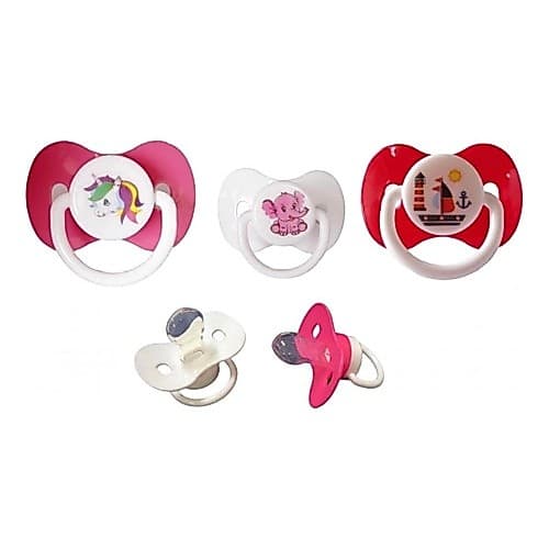 Chupeta Borboleta Bico Reto Simétrico Silicone Para Menina 5 Unidades.