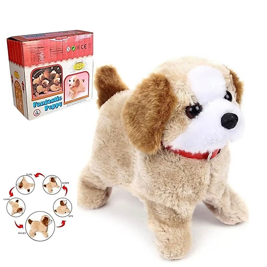 Cachorro Pelúcia Cachorrinho Pula Anda Late Cambalhota brinquedos