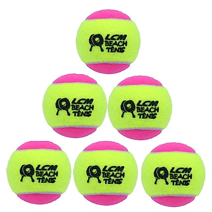 KIT com 6 Bolas Beach Tennis Bolinha Tênis Praia LCM ROSA
