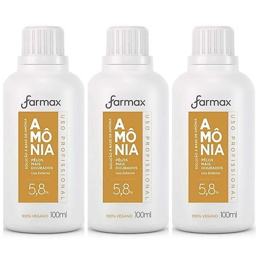 Kit 3 Solução A Base De Amônia Farmax 100ml