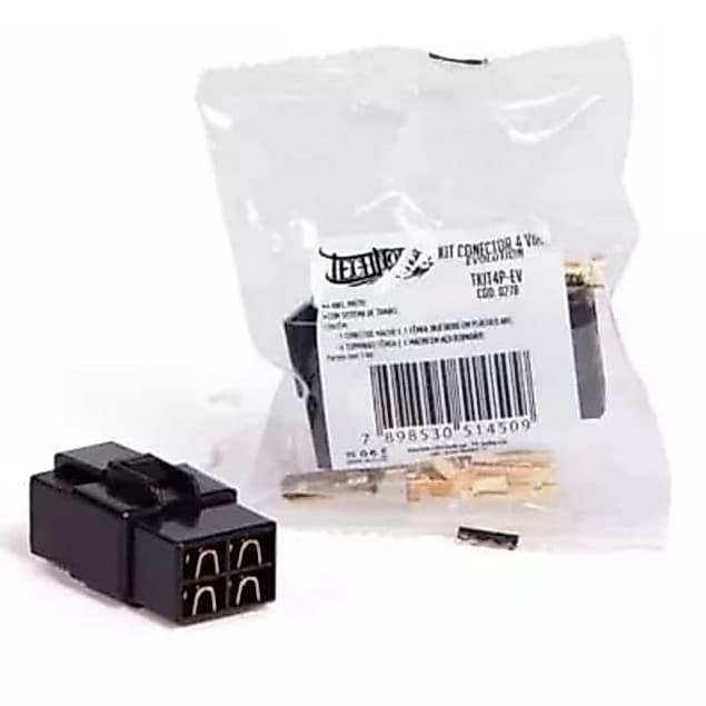 Kit conector 4 vias macho/femea com trava Technoise