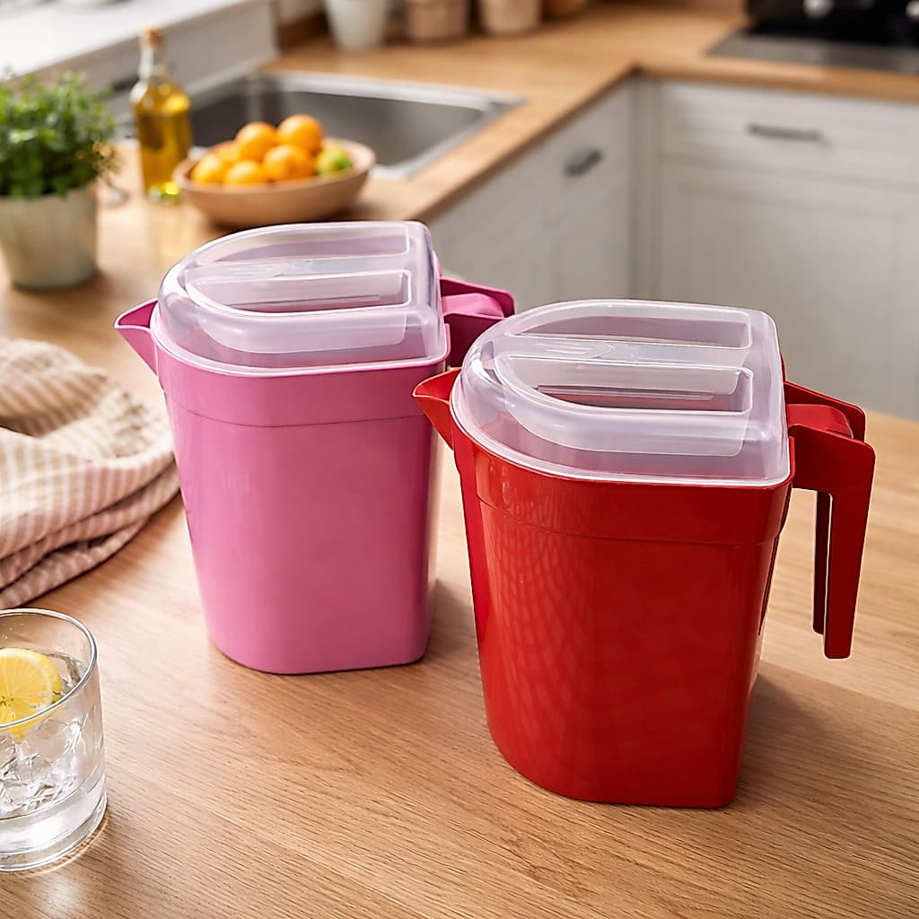 Jarra de Plástico 1,8 Litros com Tampa Transparente Reforçada Sucos Bebidas Bpa Free Cozinha Geladeira