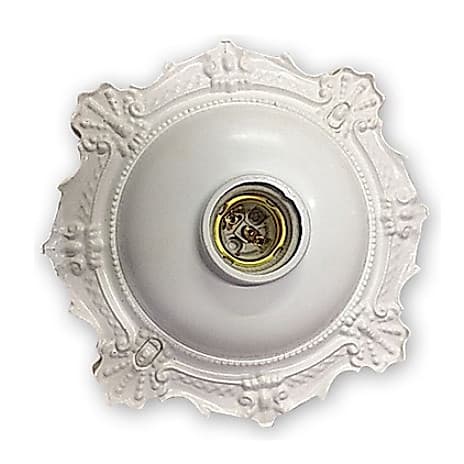 PLAFON SOQUETE PORCELANA COLONIAL DECORATIVO BRANCO