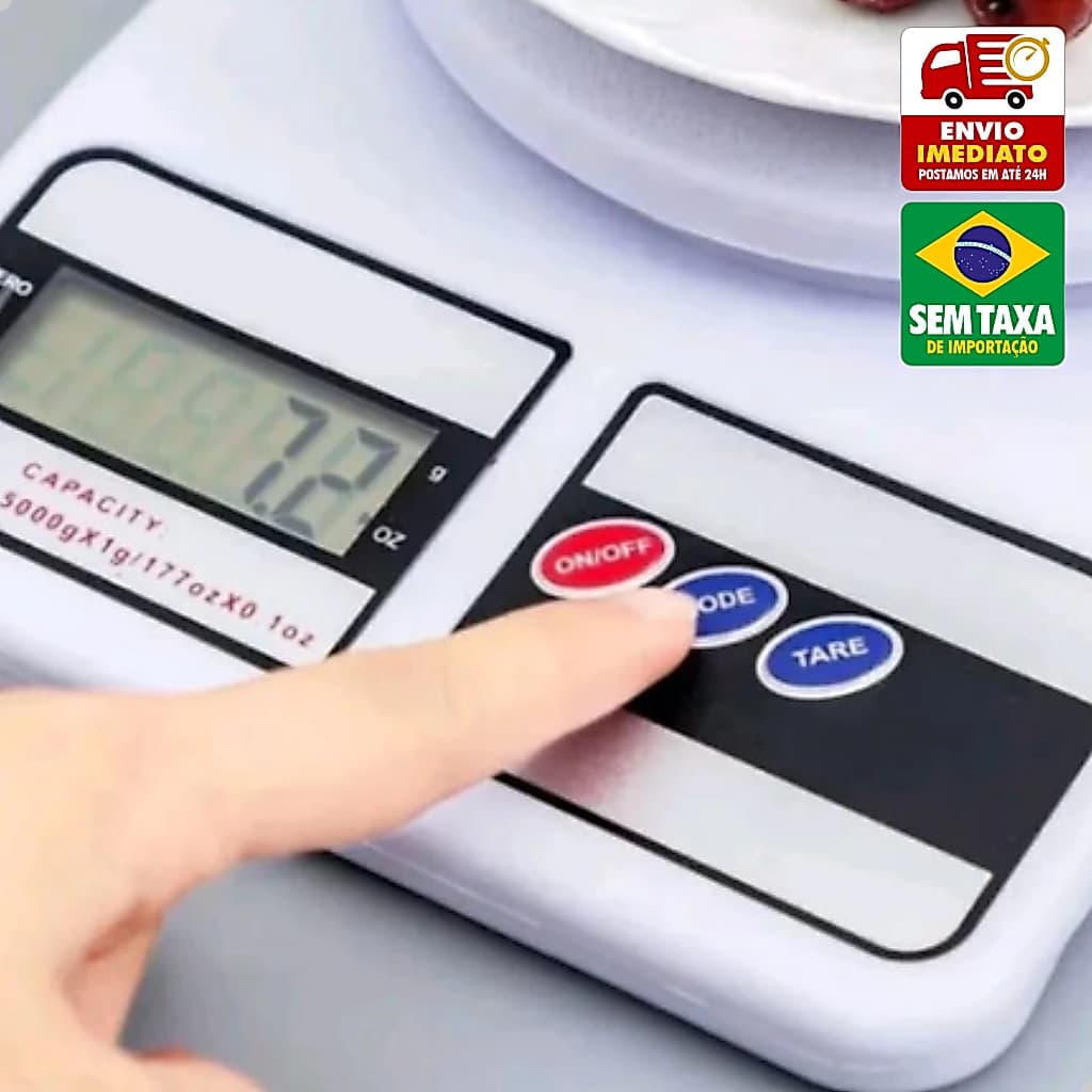 Balança Digital Precisão Cozinha 10kg 1g Tara Compacta Uso Doméstico