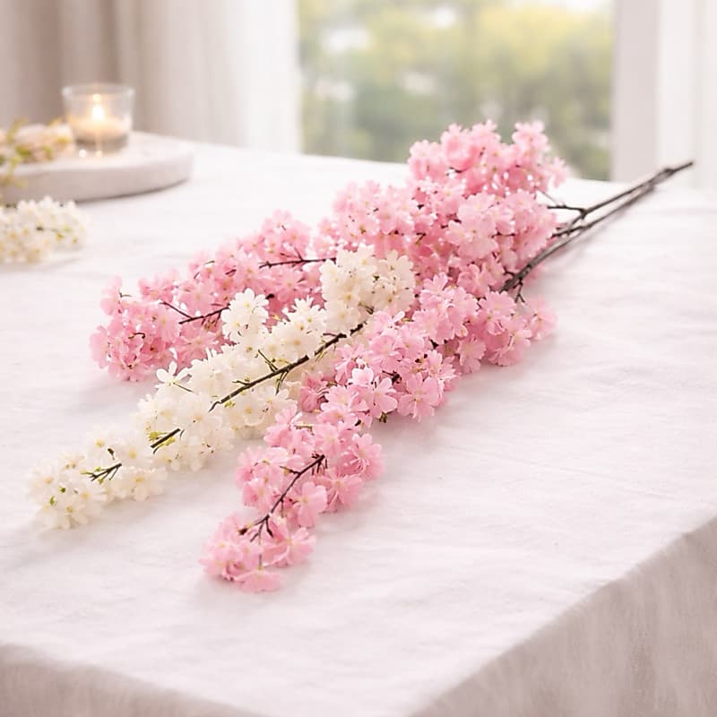 Galho de Cerejeira Sakura Artificial 96cm Rosa Flor Decorativa Para Vaso Sala Escritório Festa Jardim Decoração Elegante