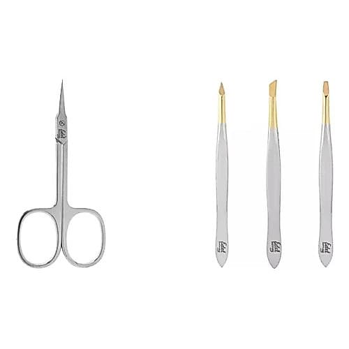 Kit Depilação: Tesoura Sobrancelha + Pinça Depilação 9cm Pontas Variadas