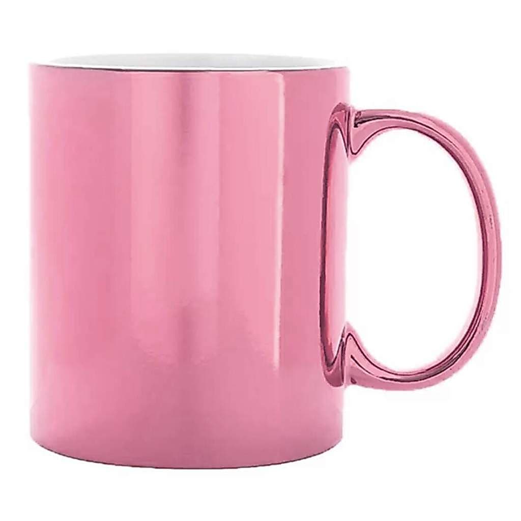 Caneca de Cerâmica Cromada Rosa para Sublimação - 325ml