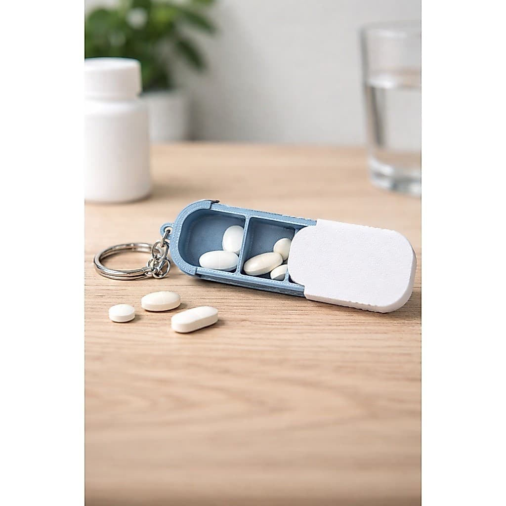 Chaveiro Porta Comprimidos Organizador Diário Estojo Portátil para Medicamentos Viagem
