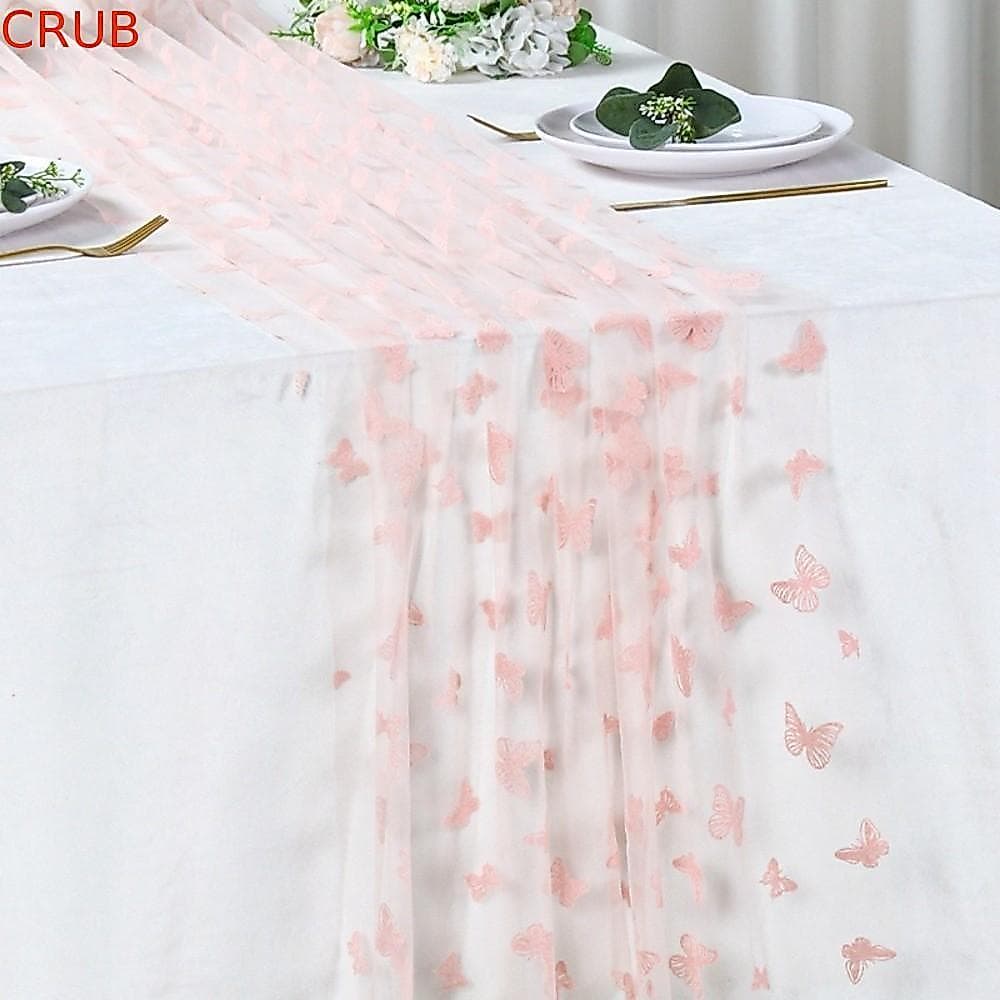 Corredor De Mesa De Malha Borboleta  , Casamento Semitransparente Romântico , Toalha Gaze Multicolorida