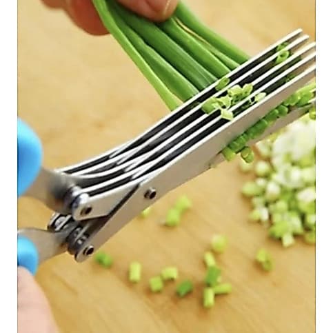 Tesoura Multiuso 5 Lâminas para Cozinha，Corta Cebolinha, Ervas e Legumes