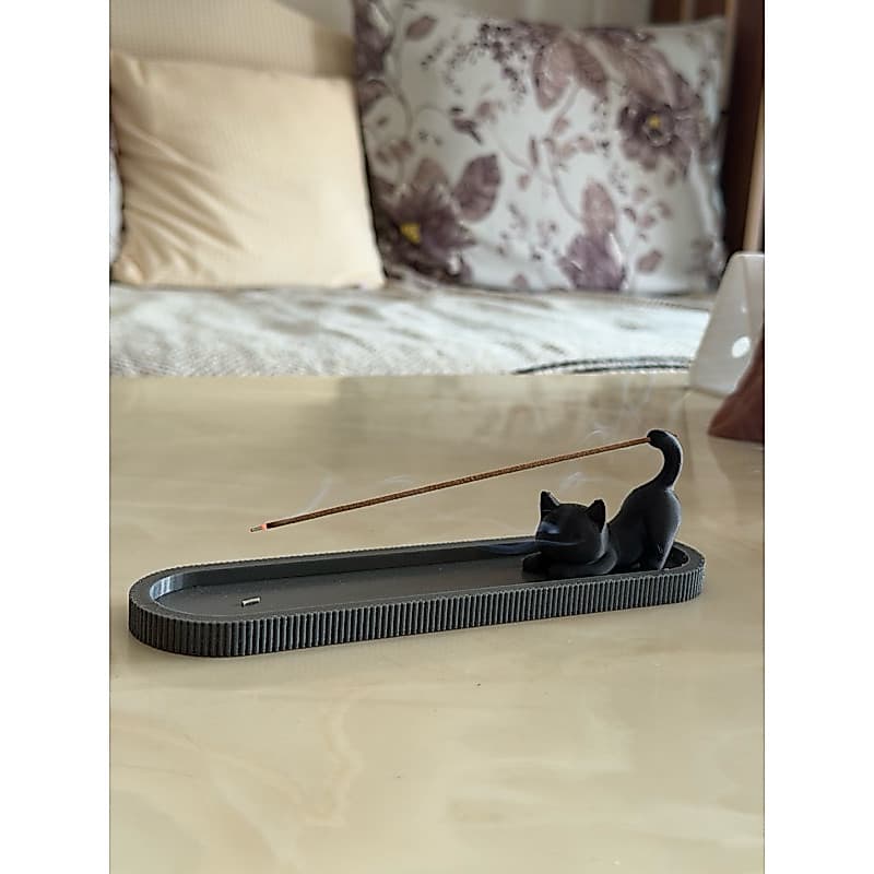 Suporte de Incenso Gato Preto Decorativo Porta Incenso Moderno para Sala Quarto Meditação e Relaxamento